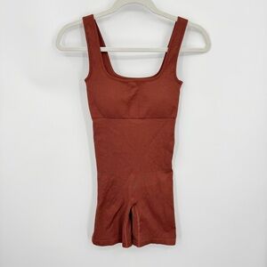 Popilush Shapewear Seamless Square Neck Smoothing Sport Romper size S rust
